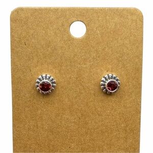 Garnet Stud Earrings Solid 925 Sterling Silver